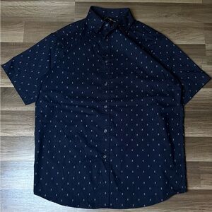 Vintage Beverly Hills Polo Club Men's Navy Skull Cotton Button-Up Shirt Size L